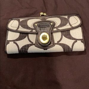 Coach turn lock linen wallet